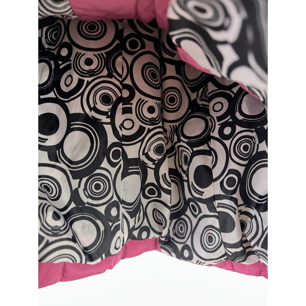 Donatella Pink Hooded Quilted Puffer Jacket Wavy Stitch Coat Insulated Medium - Picture 6 of 10